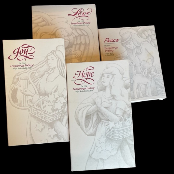 Longaberger Vintage 1993-1996 Full Set of Angel Cookie Molds Joy Peace Hope Love - Picture 1 of 10